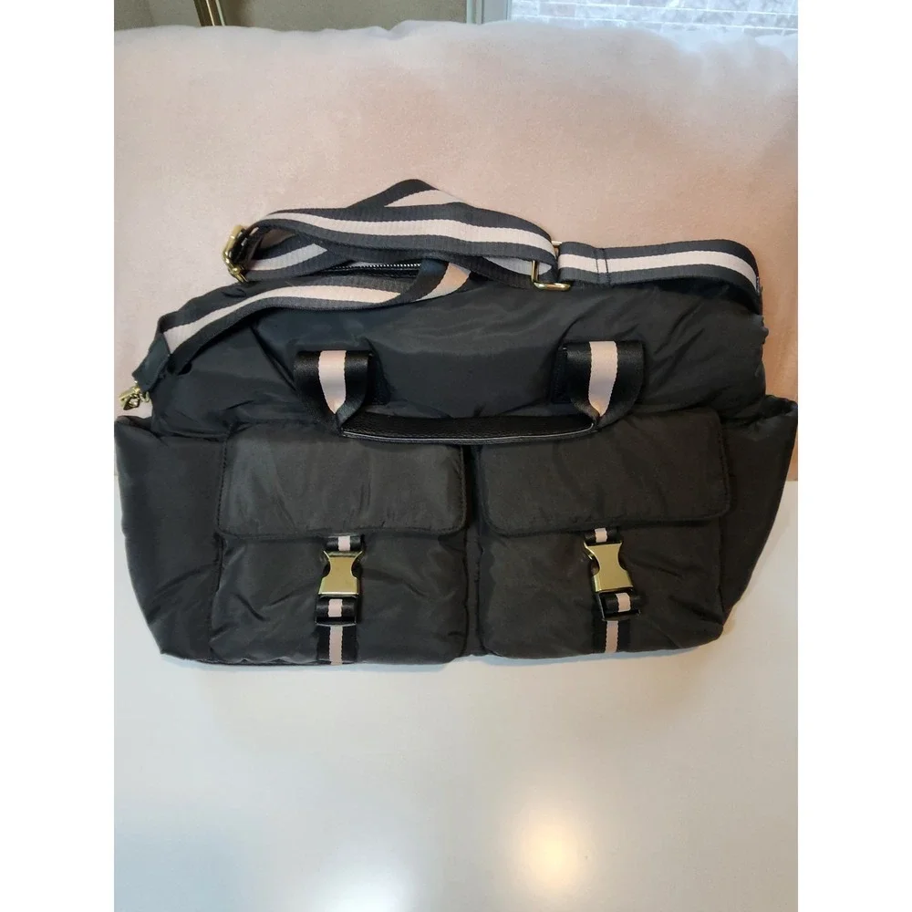 Tommy Bahama Black Duffle Weekender Tote Bag Padded Travel Gym
